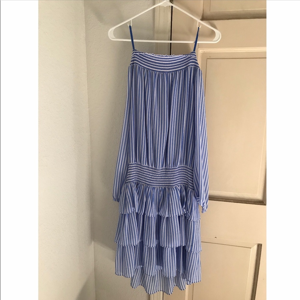 Off the shoulder blue & white Michael Kors dress
